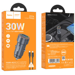 Автомобільний зарядний пристрій Hoco Z57A Glorious PD30W+QC3.0 Type-C to Type-C