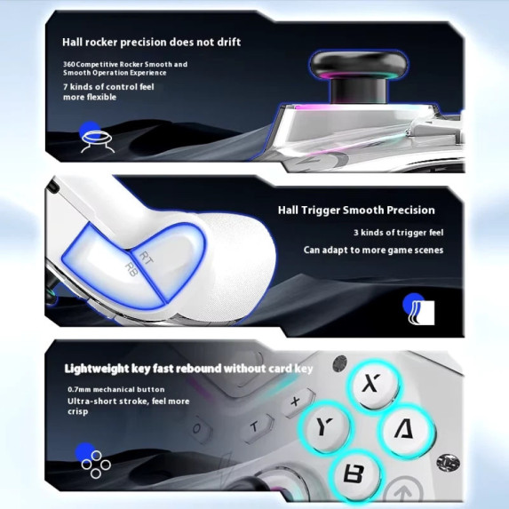 Бездротовий геймпад CM-619 RGB 600mAh (N-Switch, Steam, PC, Android, iOS)