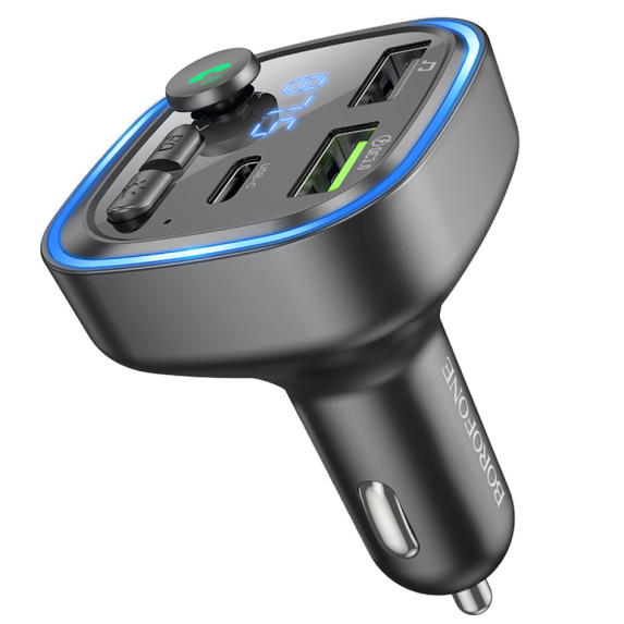 FM-модулятор+АЗП Borofone BC48 Broad QC3.0 car BT FM transmitter
