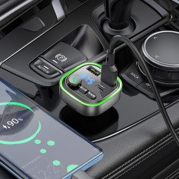FM-модулятор+АЗП Borofone BC48 Broad QC3.0 car BT FM transmitter