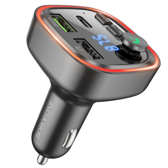 FM-модулятор+АЗП Borofone BC48 Broad QC3.0 car BT FM transmitter