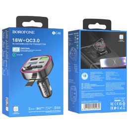FM-модулятор+АЗП Borofone BC48 Broad QC3.0 car BT FM transmitter