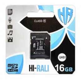 Карта пам'яті microSDHC (UHS-1) HI-RALI 16GB class 10 (з адаптером)