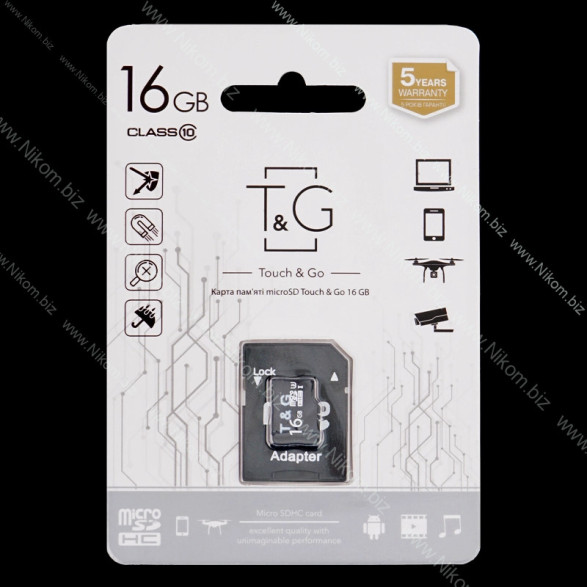 Карта памяти T&G microSDHC 16GB + адаптер SD