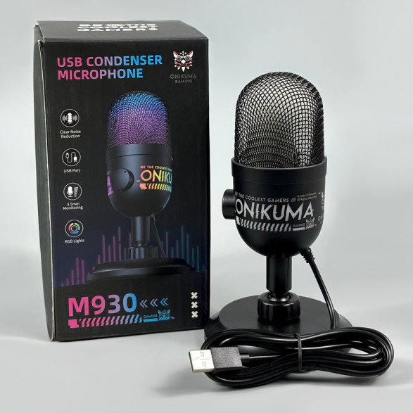 Ігровий мікрофон Onikuma M930 RGB Condenser Gaming технологія Plug and Play (від USB)