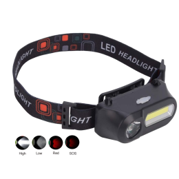 Налобний ліхтар Bailong BL-1804R, LED+COB, червоний, білий, акумулятор 18650