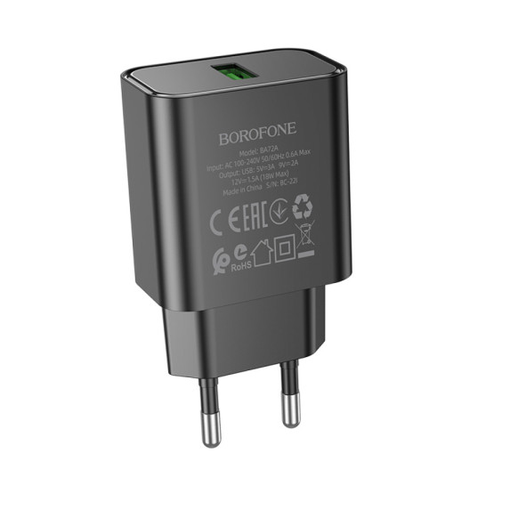 Мережевий Зарядний Пристрій Borofone BA72A Spring QC3.0 