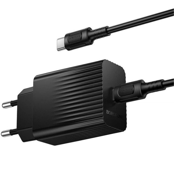 Мережевий зарядний пристрій Borofone BAS73A Source PD20W (1USB-C) + кабель Type-C to Type-C Black