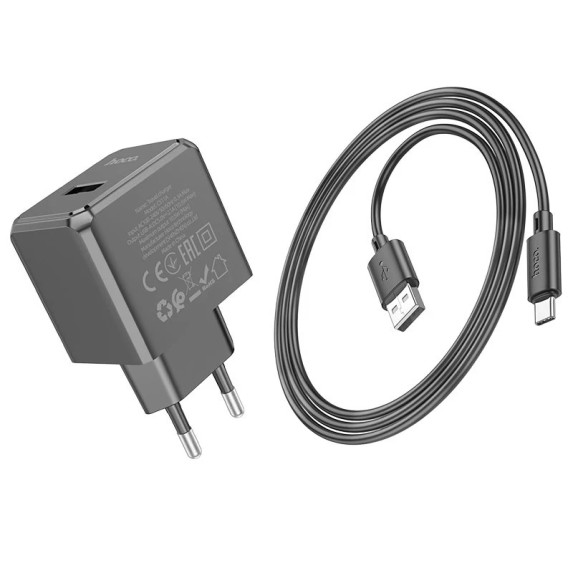 Мережевий зарядний пристрій Hoco CS11A 1USB 2.1A+USB to Type-C