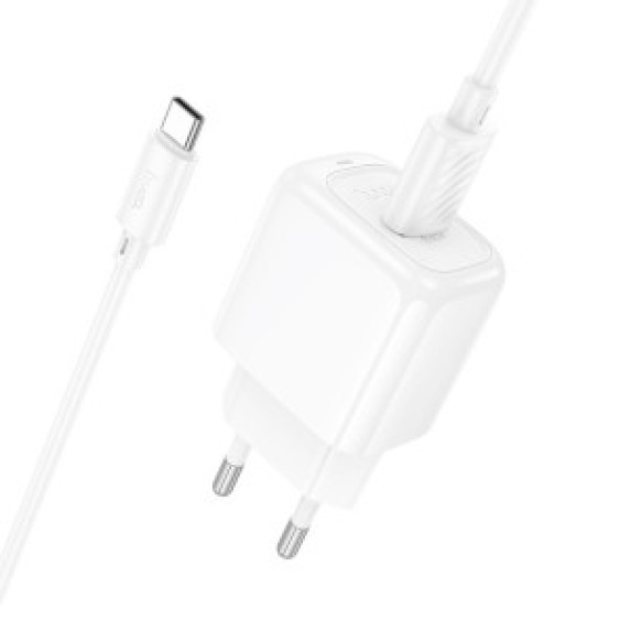 Мережевий зарядний пристрій Hoco CS52A QC3.0 18W (1USB) + кабель USB to Type-C - White