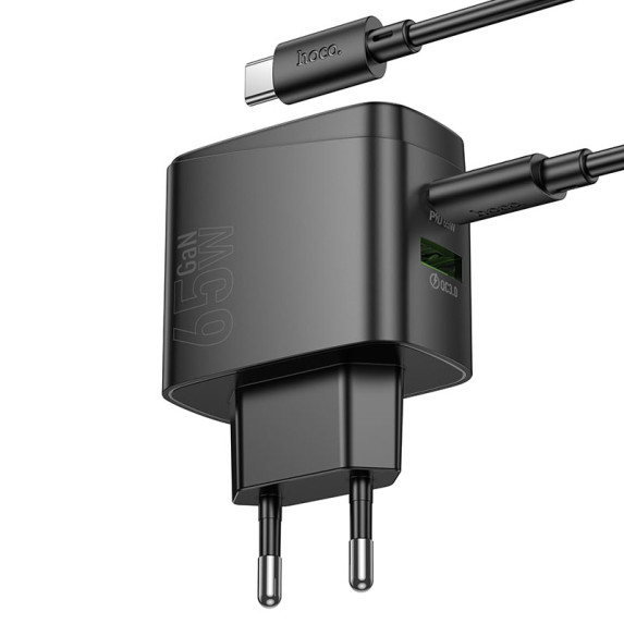 Мережевий зарядний пристрій Hoco CS63A Bright GaN PD65W+QC3.0