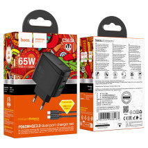 Мережевий зарядний пристрій Hoco CS63A Bright GaN PD65W+QC3.0