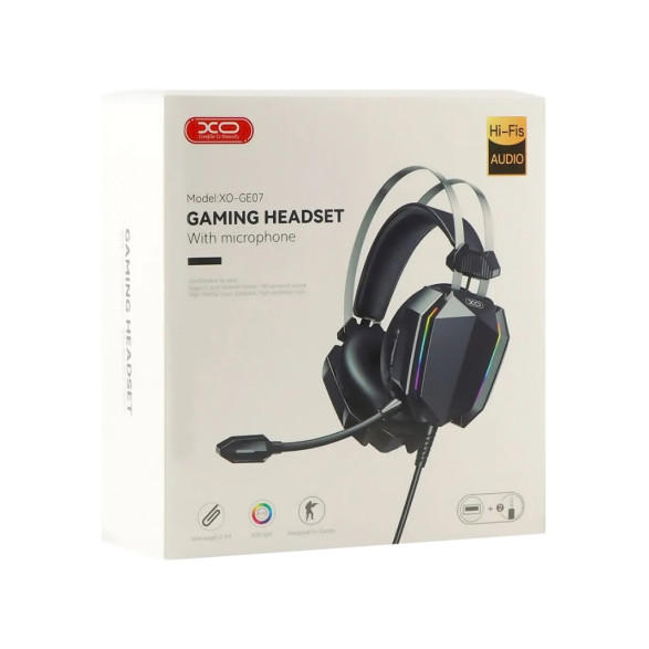 Навушники XO GE-07 ігрові RGB black