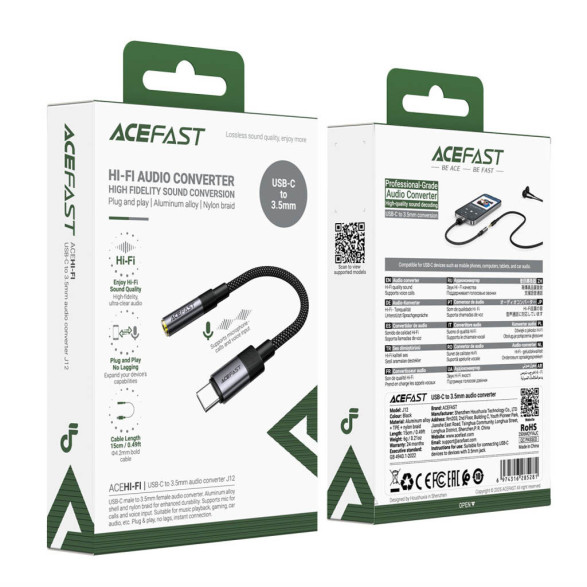 Аудіо-перехідник хаб ACEFAST J12 USB-C до 3.5mm 