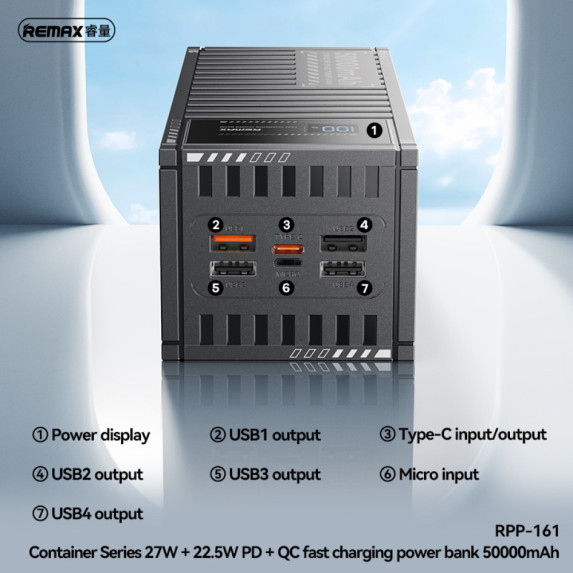  Power Bank Remax RPP-161 Container Series 50000mAh PD27W+QC22.5W