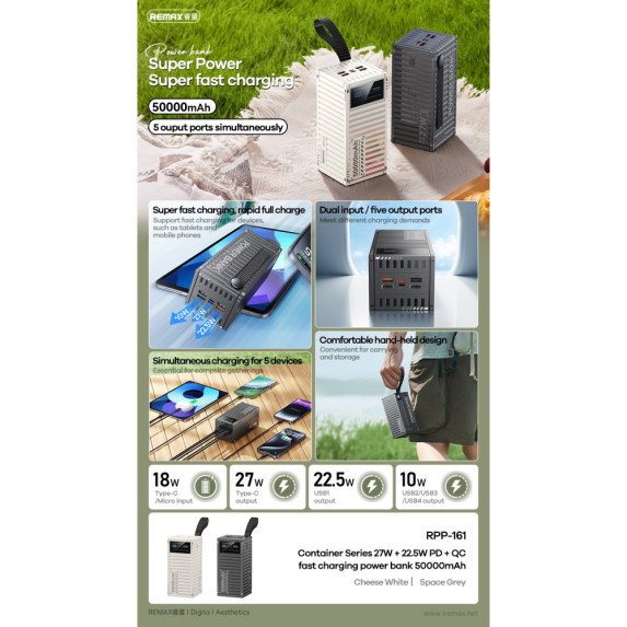  Power Bank Remax RPP-161 Container Series 50000mAh PD27W+QC22.5W