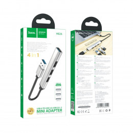 Хаб USB Hoco HB26 4 in 1 adapter(USB to USB3.0+USB2.0*3) 