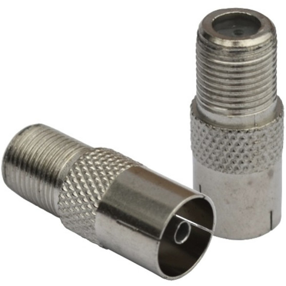 Перехідник TV- гніздо F-гніздо метал