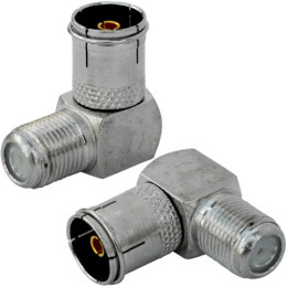 Перехідник кутовий ТV-гніздо F гніздо метал