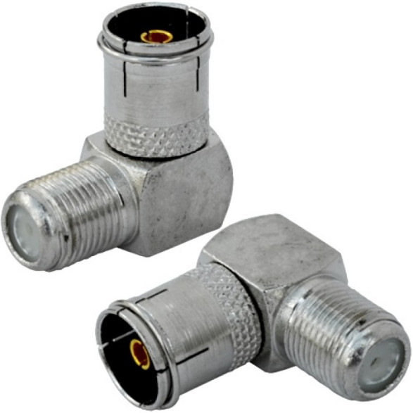 Перехідник кутовий ТV-гніздо F гніздо метал