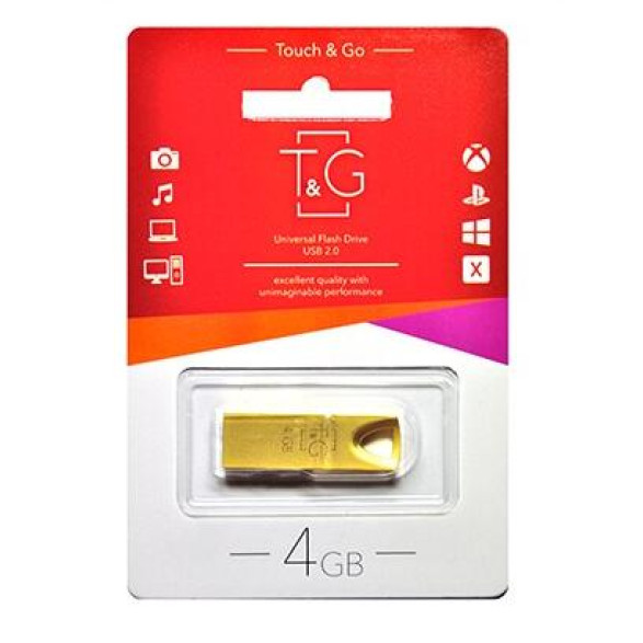Флеш-накопичувач USB 4GB T&G метал 117 золотий