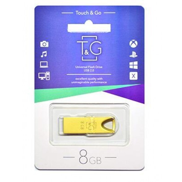 Флеш-накопичувач USB 8GB T&G метал 117 золотий