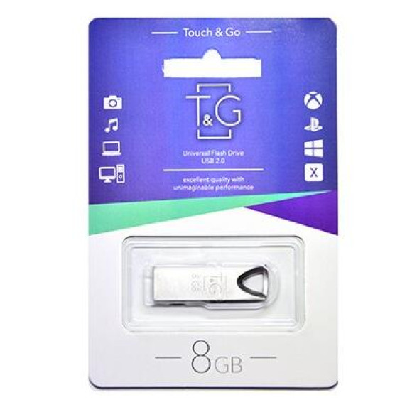 Флеш-накопичувач USB 8GB T&G метал 117 сірий